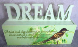 Painted Wooden Dream Block Letters Lid Box Home Decor Bird Trinket Treas... - €10,23 EUR