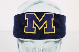 Vintage 90s University of Michigan Wolverines Block M Knit Winter Headband Blue - £23.22 GBP