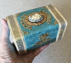 Mermaid Themed Blue and Gold Trinket Box  - £8.36 GBP
