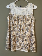Suzanne Betro Sleeveless Lace Floral Tank Yellow, Blue, and White Small NWT  - £11.01 GBP