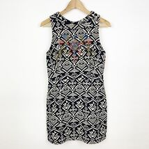 ASTR Black And Tan Womens Size Large Aztec Print Open Back Beaded Dress - $204.43 MXN