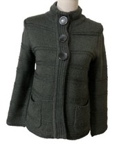 Cardigan Sweater LH Sport Women&#39;s Sz M Collared Gray Button Snap Acrylic... - £14.59 GBP