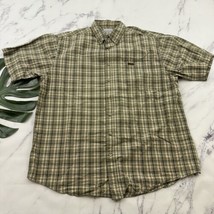 Carhartt Mens Plaid Shirt Size XL Tall Olive Green Tan Short Sleeve Butt... - $27.71