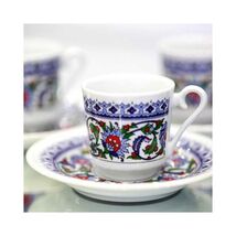 6 pcs x Kutahya Porcelain Coffee Cup Turkish istanbul Topkapi Model Gree... - $59.75