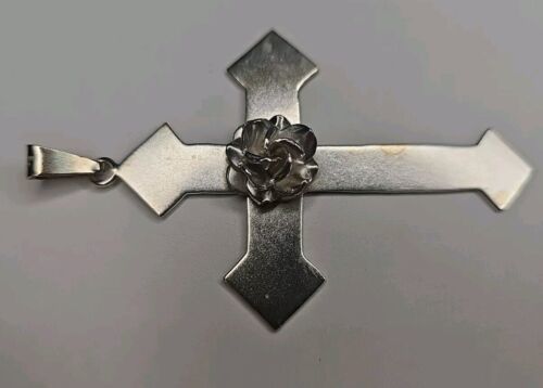 Silver 925 Cross Crucifex Pendant Charm Rose Item image 6
