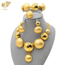 XUHUANG Indian Round Necklace Bracelet Jewelry Dubai Plated Gold Set for Women W - £52.29 GBP