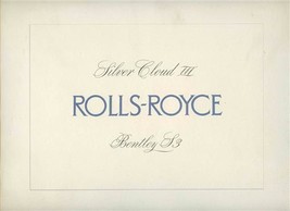 Rolls Royce Silver Cloud III and Bentley S3 Sales Brochure 1960&#39;s Saloon - £37.89 GBP