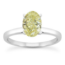 GIA Diamond Engagement Ring Oval Shape Yellow Color 14K White Gold SI2 0.83 CT - £1,458.55 GBP