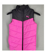 Puma Puffer Vest Girls Size S-7/8 Youth Bright Pink Black Side Pockets F... - $249.70 MXN