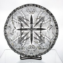 American Brilliant Notched Prism Flare and Star Cut Bowl, Antique ABP c1... - $75.00