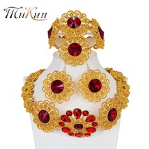 MUKUN Bridal Jewelry Sets Nigeria big Necklace Earrings sets Dubai Gold Color je - £26.62 GBP
