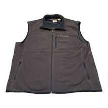 Timberland Mens Full Zip Brown Black Trim Fleece Sweater Vest XL Lightweight - £21.92 GBP