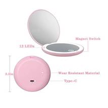 2X Magnifying Rechargeable Travel LED Compact Mirror /Makeup Mirrors - £9.19 GBP