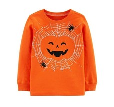 Carters Toddler Boys 3T Orange Jack O Lantern Spider Web Long Sleeve TShirt NWT - £6.65 GBP