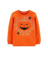 Carters Toddler Boys 3T Orange Jack O Lantern Spider Web Long Sleeve TSh... - £6.73 GBP