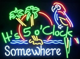 New It&#39;s 5:00 Somewhere Parrot Beer Palm Tree Neon Sign 24&quot;x20&quot; Ship - £203.31 GBP