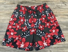 SPEEDO Men&#39;s Large Swim Trunks Swim Bottoms Red/Black Floral, Hawaiian #... - $17.82