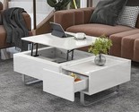 Lift Top Coffee Table With Drawer Hidden Compartments Metal Frame Legs M... - $585.99