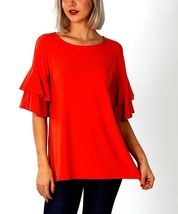 Bobeau Red Ruffle Sleeve Top Women&#39;s S Blouse Shirt NEW - £12.90 GBP