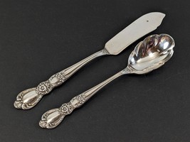 1847 Rogers Bros HERITAGE Master Butter Knife Sugar Spoon Set Silverplate 1953 - £9.27 GBP