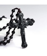 Natural Myanmar Black Jadeite Jesus Christ Cross Pendant Necklace, Burme... - $89.00
