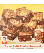 1956 Betty Crocker Brownie Mix Advertisement Chocolate Fudge Dessert DWJJ11 - €25,85 EUR