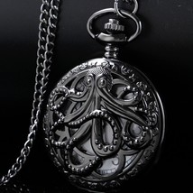 Pocket Watch Vintage Dark Monster Octopus Hollow Steampunk Chain Watch Pendant - £11.91 GBP