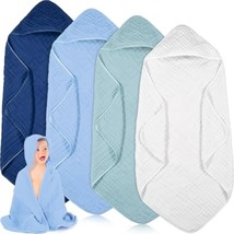 4 Pcs Muslin Hooded Baby Towels,32&quot;X 32&quot; Cotton Newborn Bath Towel Muslin Infant - £38.64 GBP