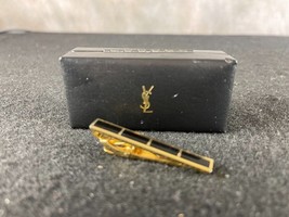 Vintage Yves Saint Laurent Gold and Onyx Tie Bar - Original Box - £59.13 GBP