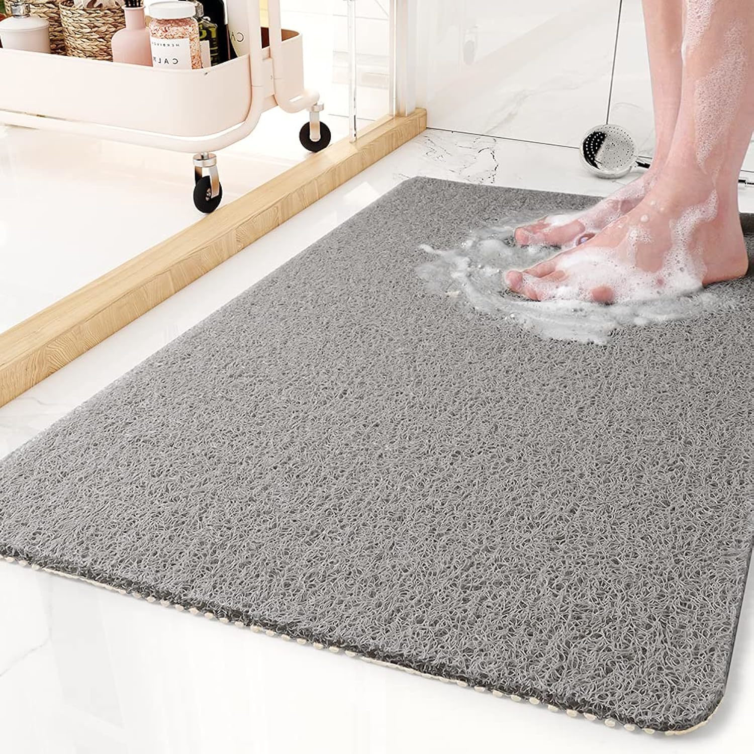 Non-Slip Bathtub Mat, 17X 30 Inch, Shower Mats For Bath Tub, Pvc Loofah Bathroom