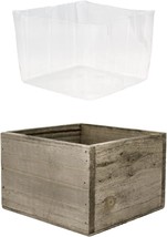 Cys Excel Wood Sq.Are Planter Box With Removable Plastic Liner (H:4&quot; Ope... - £28.25 GBP