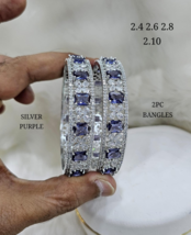 Indian Silver plated CZ Kada Bangle Bracelet Size 2.10 2.8 2.6 Jewelry Set - £68.54 GBP