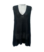 Margaret O&#39;Leary Black Mesh V-Neck Swim Cover Up Chevron Tunic Tank Top ... - $34.29