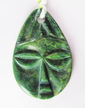 Great Vintage Carved Jade Face Necklace Pendant - £39.80 GBP