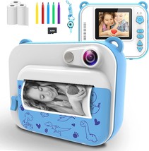 Ushining Instant Print Camera For Kids, 12Mp Digital Camera For Kids Aged, Blue - £39.16 GBP