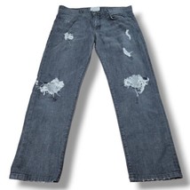 Current Elliott Jeans Size 26 W32&quot;xL26&quot; The Boyfriend Light Black Destroy Jeans  - £30.28 GBP