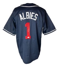 Ozzie Albies Atlanta Signed Blue Baseball Jersey MLB Debut 8/1/17 Inscri... - £147.31 GBP