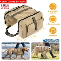Dog Backpack for Hiking Traveling Camping Training Harness Dog Saddle Bag Canvas - £27.85 GBP