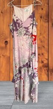 Badgley Mischka Floral Print Long Dress Floral White Purple Medium Sleeveless - $50.00