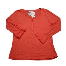 Ambiance Apparel Shirt Womens L Orange Long Sleeve Knitted Button Pocket... - £17.47 GBP