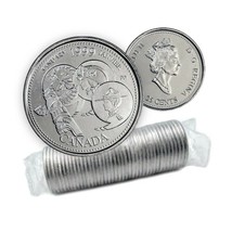 1999 Canadian 25¢ January: A Country Unfolds Millennium 25¢ Original Coin Roll - £23.06 GBP