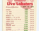 1979 Hines &amp; Smart Live Lobsters Prices Postcard East Boston Massachusetts - £27.79 GBP