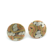 ARTISAN mixed-metal stud earrings - copper brass silver 5/8&quot; round disk signed - £15.71 GBP