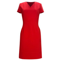 Boss By Hugo Boss Knee-Length V-Neck Shift Dress In Viscose Women Red Si... - $105.45