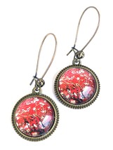 Vincent Van Gogh Red Almond Blossoms casual Fashion Jewelry For women casual ear - $13.00