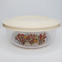 Vtg Thermo Serv Food Storage Round Bowl Lid 6 Cup Clear 70s Floral Thanksgiving - £11.18 GBP