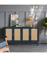 Accent Storage Cabinet Sideboard Wooden Cabinet with Antique Blue - £274.68 GBP