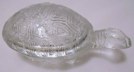 Glass Turtle Lidded Trinket Box Clear Textured Surface - £33.93 GBP