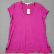 H by Bordeaux Women Shirt Size S Purple Stretch Preppy Scoop Short Sleev... - £16.99 GBP