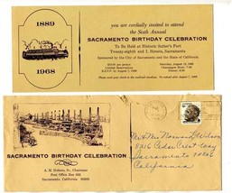 Sacramento Birthday Celebration 1968 Invitation &amp; 1939 Steamer Race Tickets - £53.64 GBP